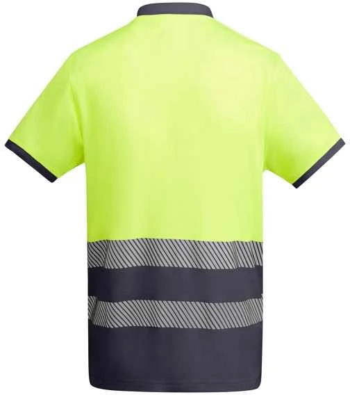 Roly Techniniai gerai matomi trumpomis rankovėmis polo marškinėliai ATRIO Švino/fluoro geltona