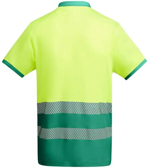 Roly Techniniai gerai matomi trumpomis rankovėmis polo marškinėliai ATRIO Sodas žalia / fluoro geltona