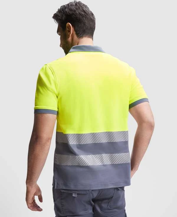 Roly Techniniai gerai matomi trumpomis rankovėmis polo marškinėliai ATRIO Fluoro geltona