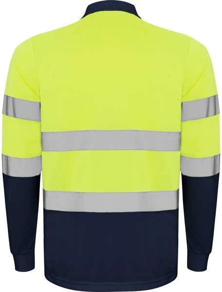 Roly Techniniai ilgomis rankovėmis polo marškiniai POLARIS L/S Tamsiai mėlyna / fluorescencinė geltona