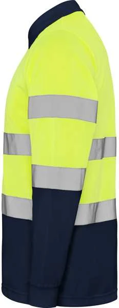 Roly Techniniai ilgomis rankovėmis polo marškiniai POLARIS L/S Tamsiai mėlyna / fluorescencinė geltona