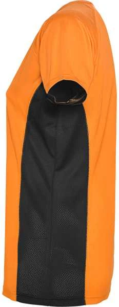 Roly Techniniai marškinėliai iš dviejų poliesterio audinių SHANGHAI WOMAN Fluoro oranžinė/juoda