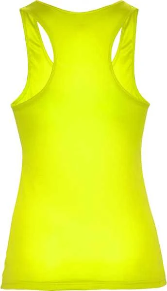 Roly Techniniai marškinėliai su briaunotomis rankovėmis ir iškirpte SHURA Fluoro geltona