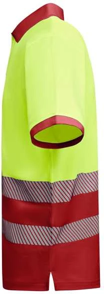 Roly Techniniai trumpomis rankovėmis polo marškiniai ATRIO Darbo vieta raudona / fluoro geltona