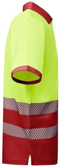 Roly Techniniai trumpomis rankovėmis polo marškiniai ATRIO Darbo vieta raudona / fluoro geltona