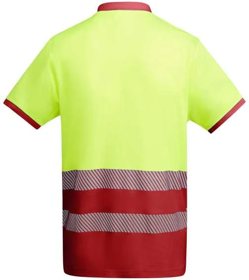 Roly Techniniai trumpomis rankovėmis polo marškiniai ATRIO Darbo vieta raudona / fluoro geltona