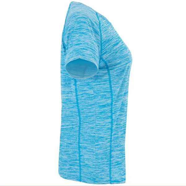 Roly Trumpų rankovių moteriški poliesterio marškiniai AUSTIN WOMAN Heather turquoise