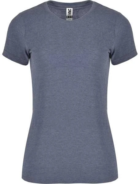 Roly Viržių imitacijos trumpų rankovių marškinėliai FOX WOMAN Heather denim