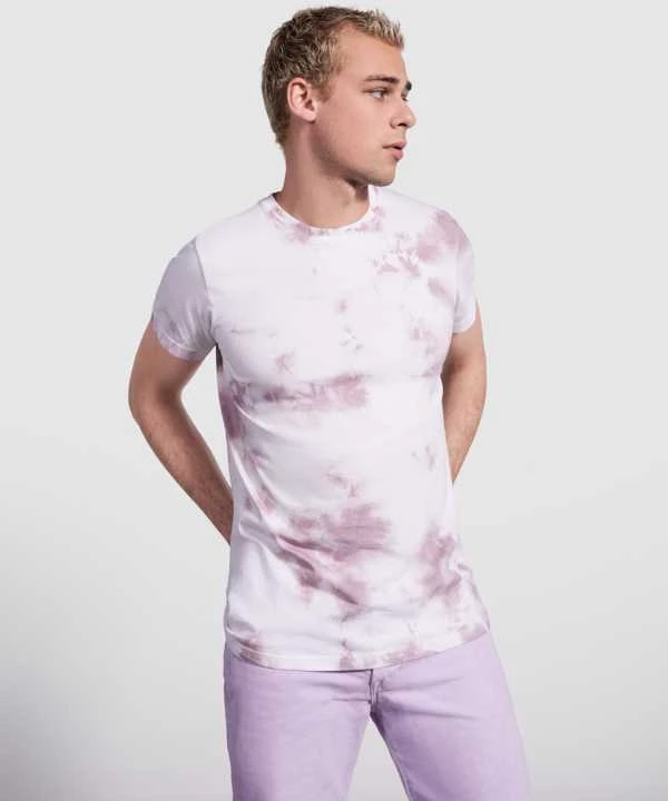 Roly Unisex marškinėliai trumpomis rankovėmis su batiko marginimo efektu JOPLIN Raudona chrizantema