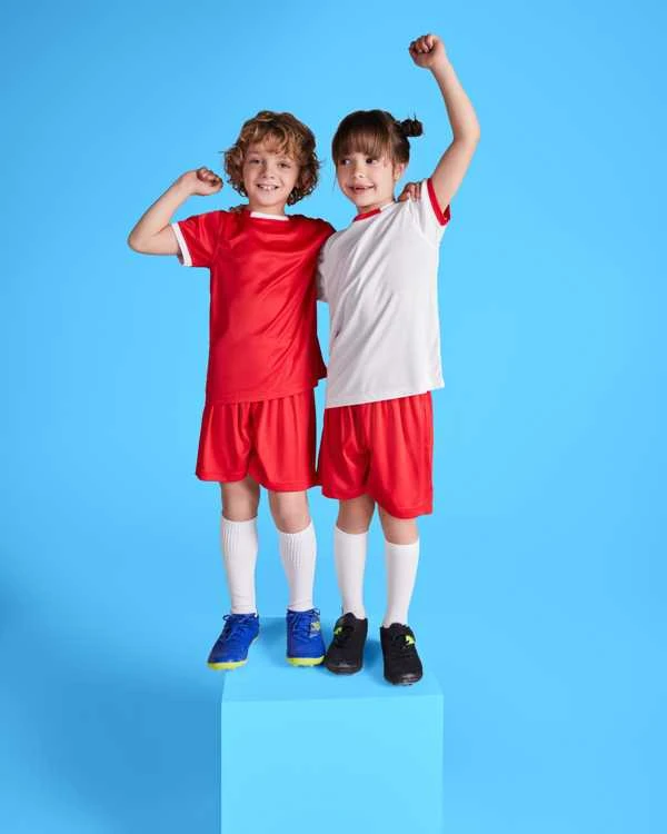 Roly Unisex sportinis komplektas: 2 marškiniai + šortai RACING Geltona/karališka mėlyna