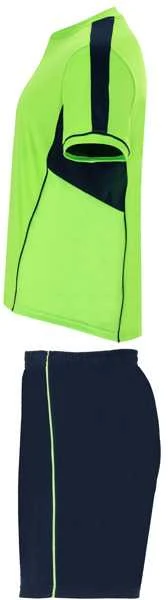 Roly Unisex sportinis komplektas iš trijų audinių derinio BOCA Fluoro žalia / tamsi mėlyna