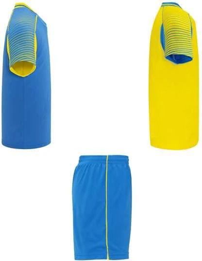Roly Unisex sportinis komplektas, kurį sudaro 2 marškinėliai + 1 pora šortų JUVE Geltona/karališka mėlyna