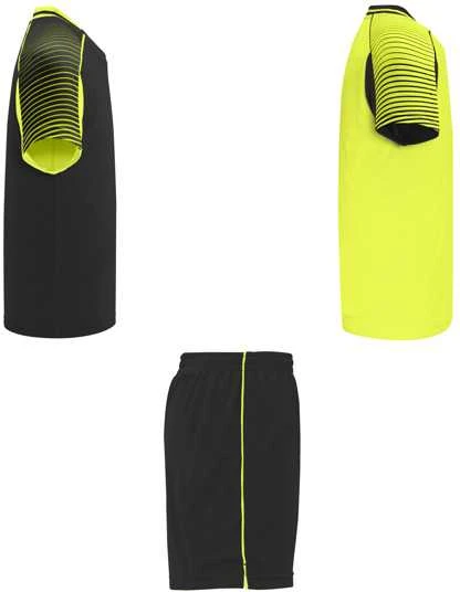 Roly Unisex sportinis komplektas, kurį sudaro 2 marškinėliai + 1 pora šortų JUVE Fluoro geltona/juoda