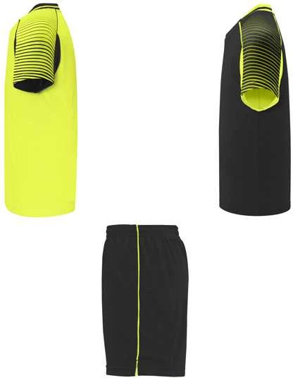 Roly Unisex sportinis komplektas, kurį sudaro 2 marškinėliai + 1 pora šortų JUVE Fluoro geltona/juoda