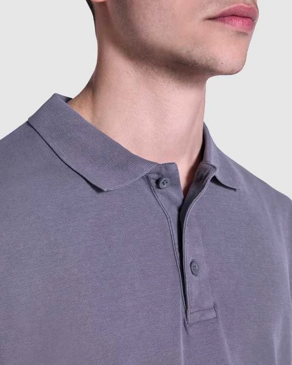 Roly Unisex trumpų rankovių polo marškiniai, 100% medvilnė COBAIN Pilkas išplautas dangus