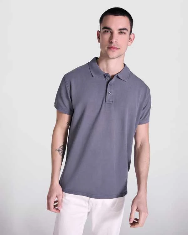 Roly Unisex trumpų rankovių polo marškiniai, 100% medvilnė COBAIN Pilkas išplautas dangus