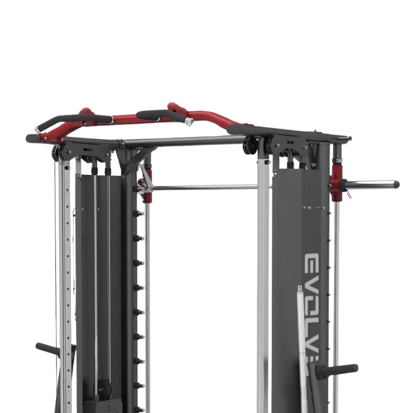 „Evolve Prime“ serijos treniruoklis su svorių plokštėmis ir kryžminiu lyno mechanizmu (PR-950) aprašymas - Prekės nuotrauka