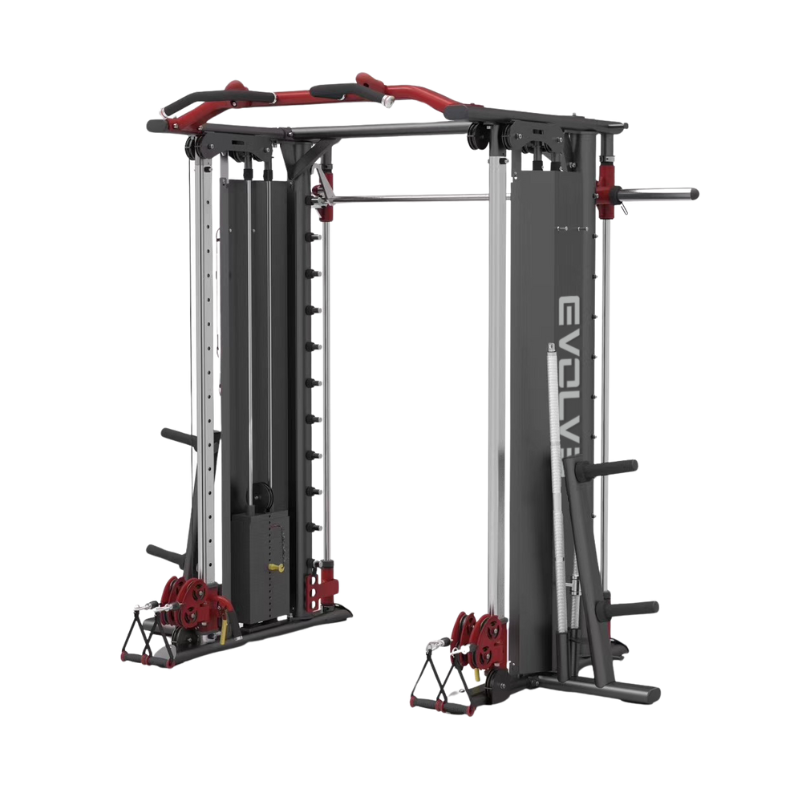 „Evolve Prime“ serijos treniruoklis su svorių plokštėmis ir kryžminiu lyno mechanizmu (PR-950) aprašymas - Prekės nuotrauka