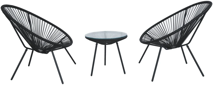 Lauko baldų komplektas Egg Chair (set of 3) SD-0144, Juodas