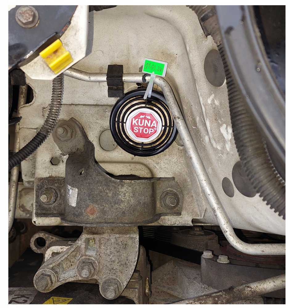 Kiaunių ir graužikų atbaidymo priemonė automobiliui po
