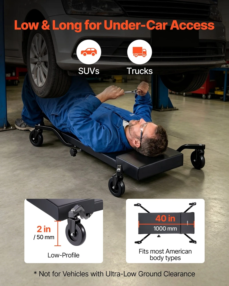 VEVOR 1 m mechaniko gultas ant ratukų 180 kg