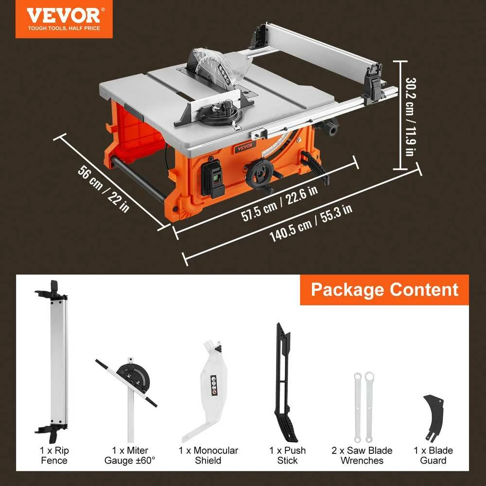 VEVOR 10" elektrinė staliaus pjūklų mašina