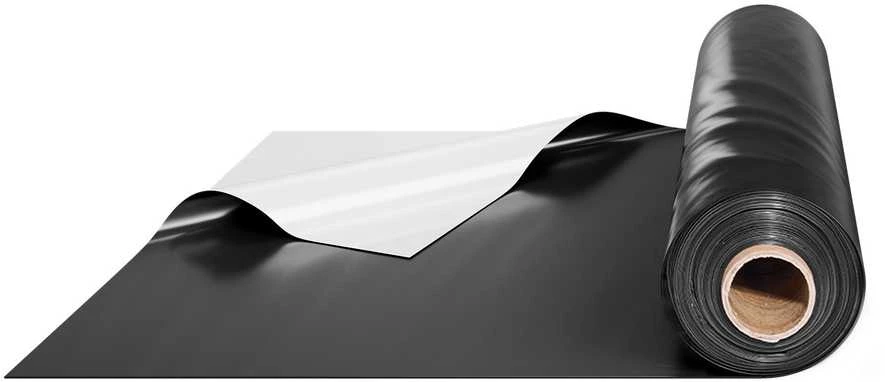 Vevor 10 mil plastiko plėvelės rulonas 10 x 100 FT juoda ir balta