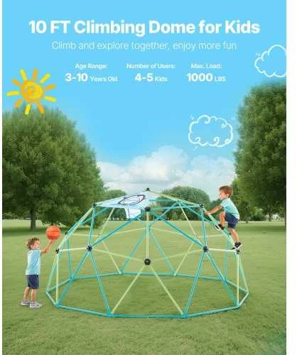 VEVOR 10 pėdų geometrinė laipiojimo kupolas