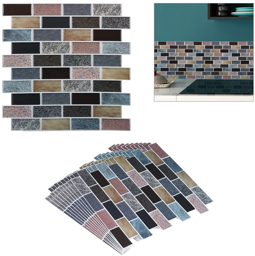 Relaxdays 10 plytelių lipdukų su akmens efektu rinkinys