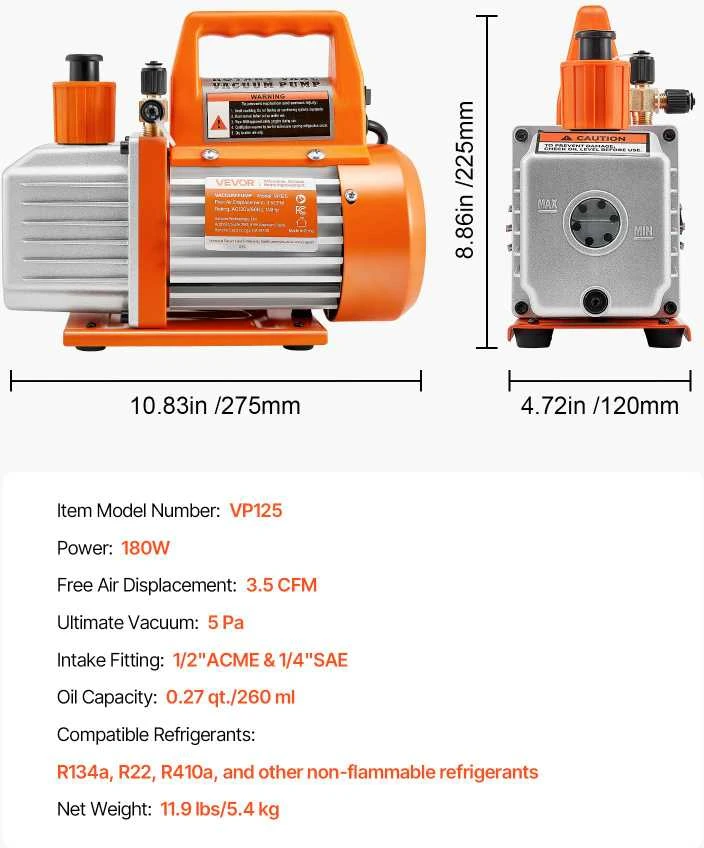 VEVOR 100 l/min vieno etapo vakuuminis siurblys
