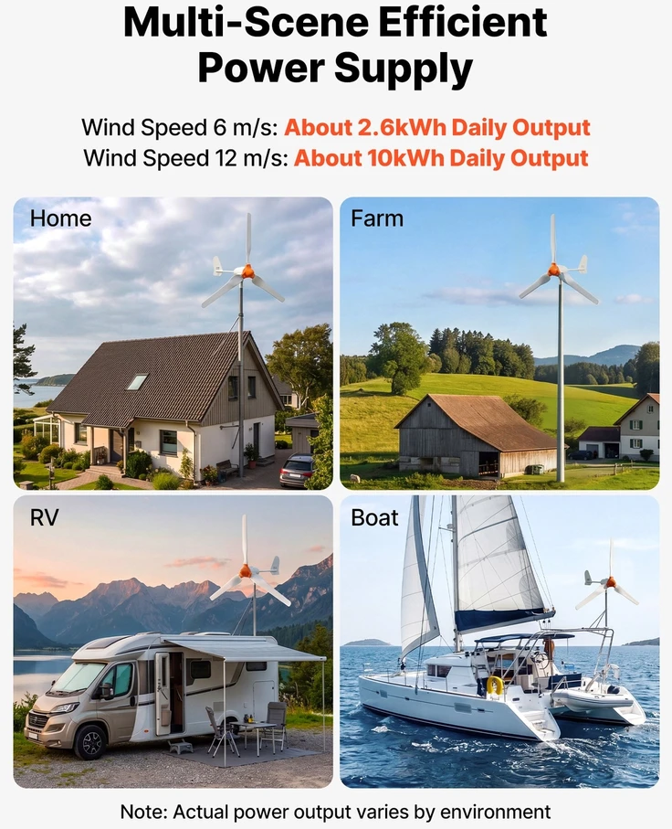 VEVOR 1000 W 12 V vėjo turbinos generatorius