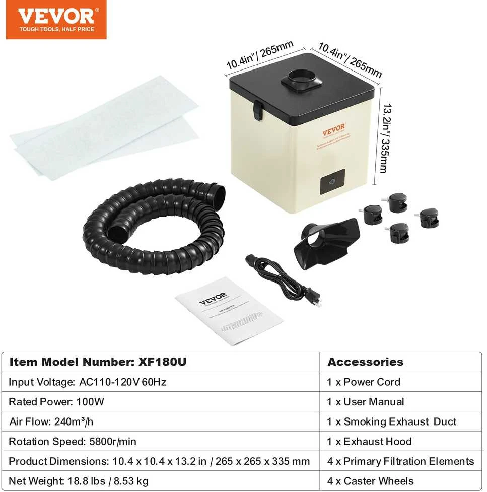 VEVOR 100W lydmetalių dūmų ištraukiklis su filtrais