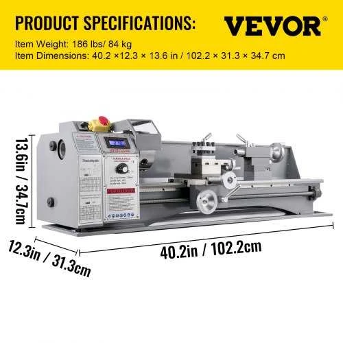 VEVOR 1100W mini metalo tekinimo staklės 220x750 mm