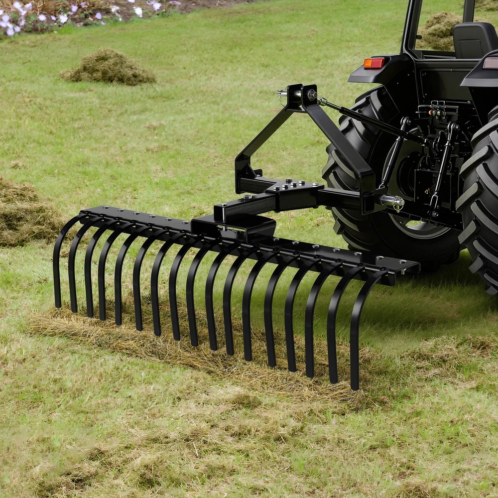 VEVOR 127 cm kraštovaizdžio grėblys, 17 plieninių dantų