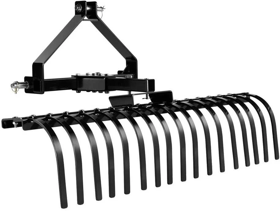 VEVOR 127 cm kraštovaizdžio grėblys, 17 plieninių dantų