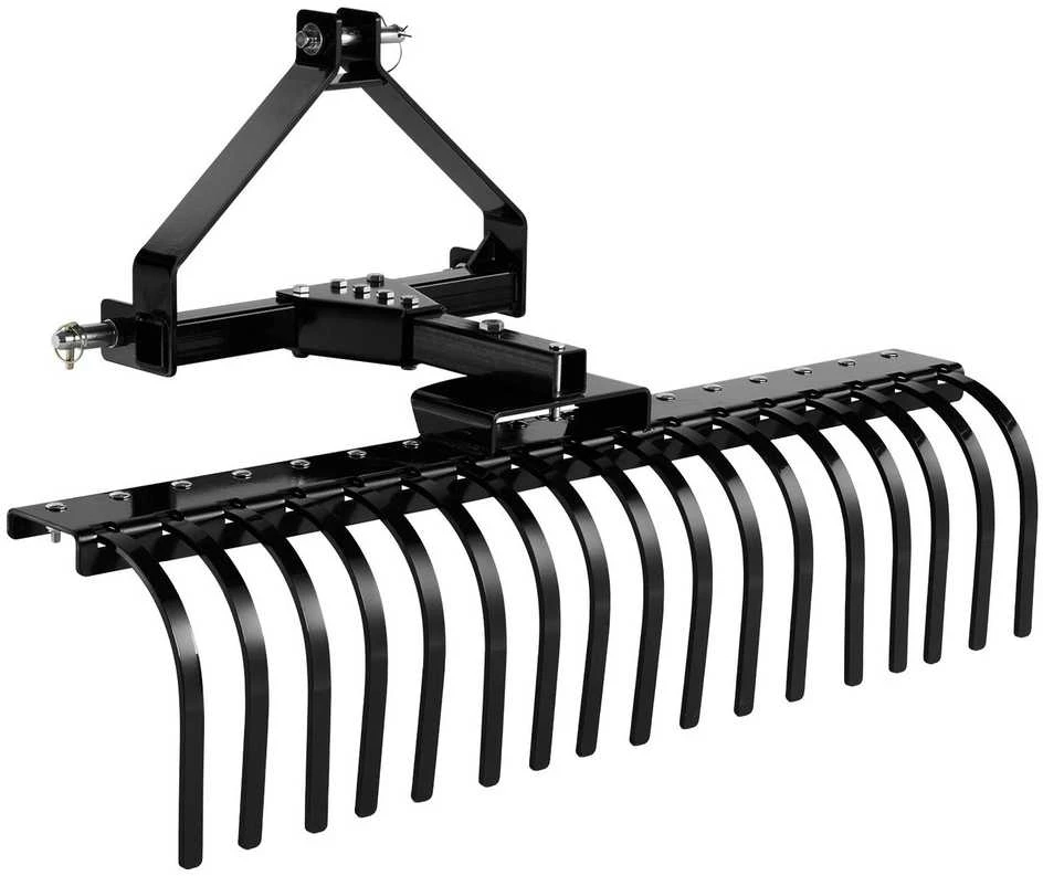 VEVOR 127 cm kraštovaizdžio grėblys, 17 plieninių dantų