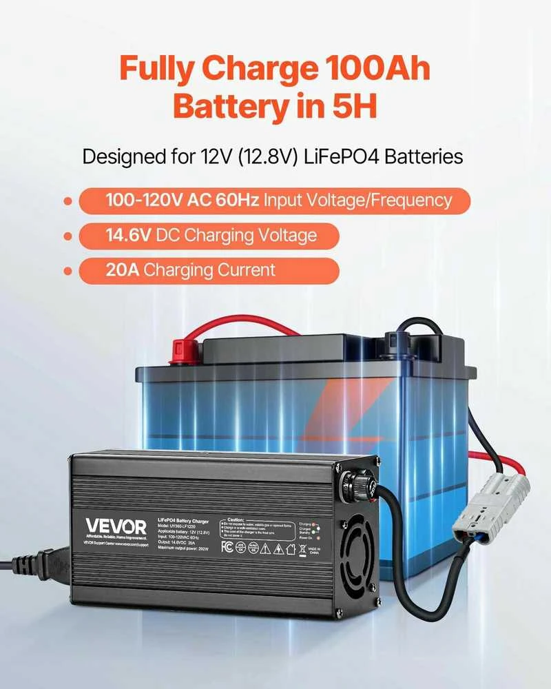 VEVOR 12V 20A ličio baterijų įkroviklis RV