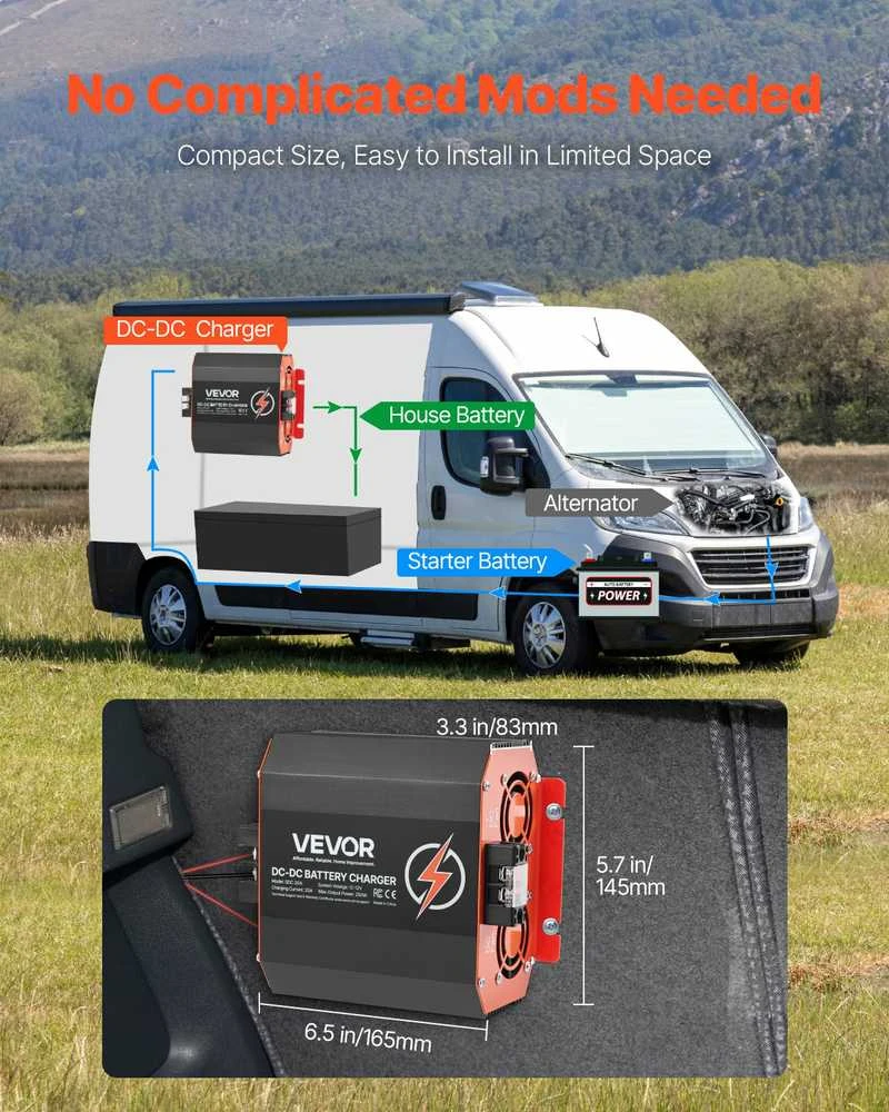 VEVOR 12V 20A nuolatinės srovės akumuliatorių įkroviklis
