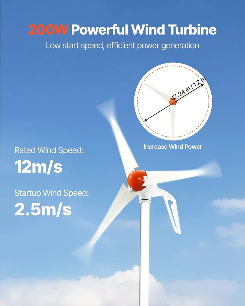 VEVOR 12V 400W saulės ir vėjo energijos rinkinys