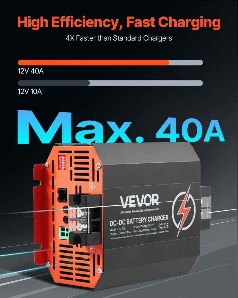 VEVOR 12V 40A nuolatinės srovės įkroviklis