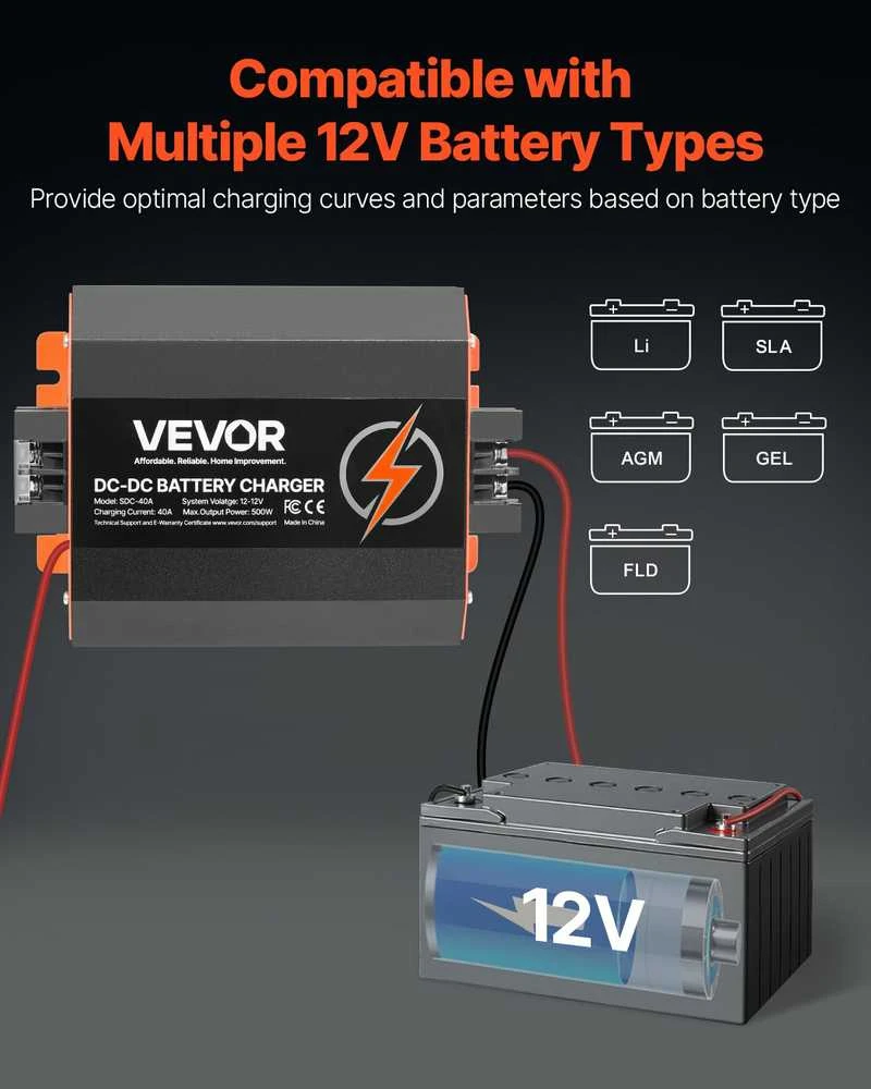 VEVOR 12V 40A nuolatinės srovės įkroviklis