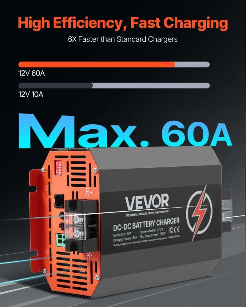 VEVOR 12V 60A akumuliatorių įkroviklis
