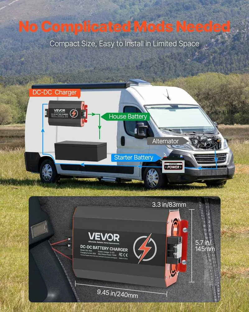 VEVOR 12V 60A akumuliatorių įkroviklis