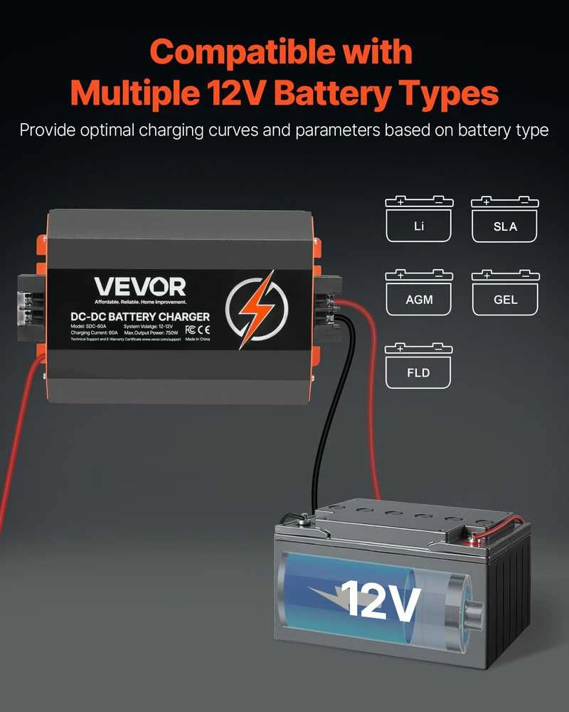 VEVOR 12V 60A akumuliatorių įkroviklis