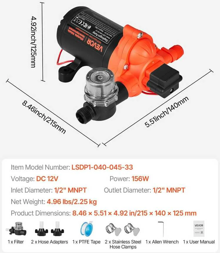VEVOR 12V RV vandens siurblys