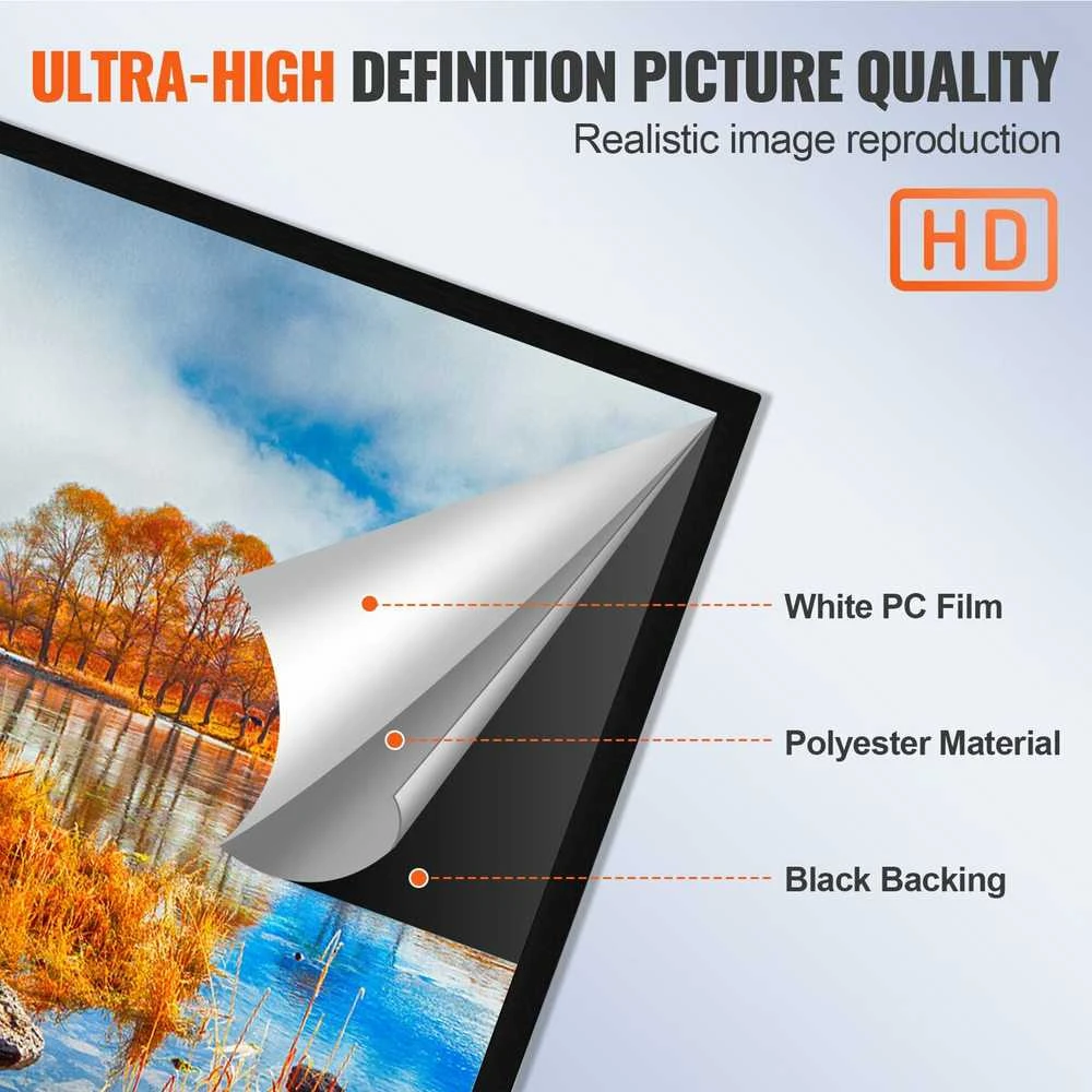 VEVOR 130 colių 16:9 projekcijos ekranas 4K HDTV