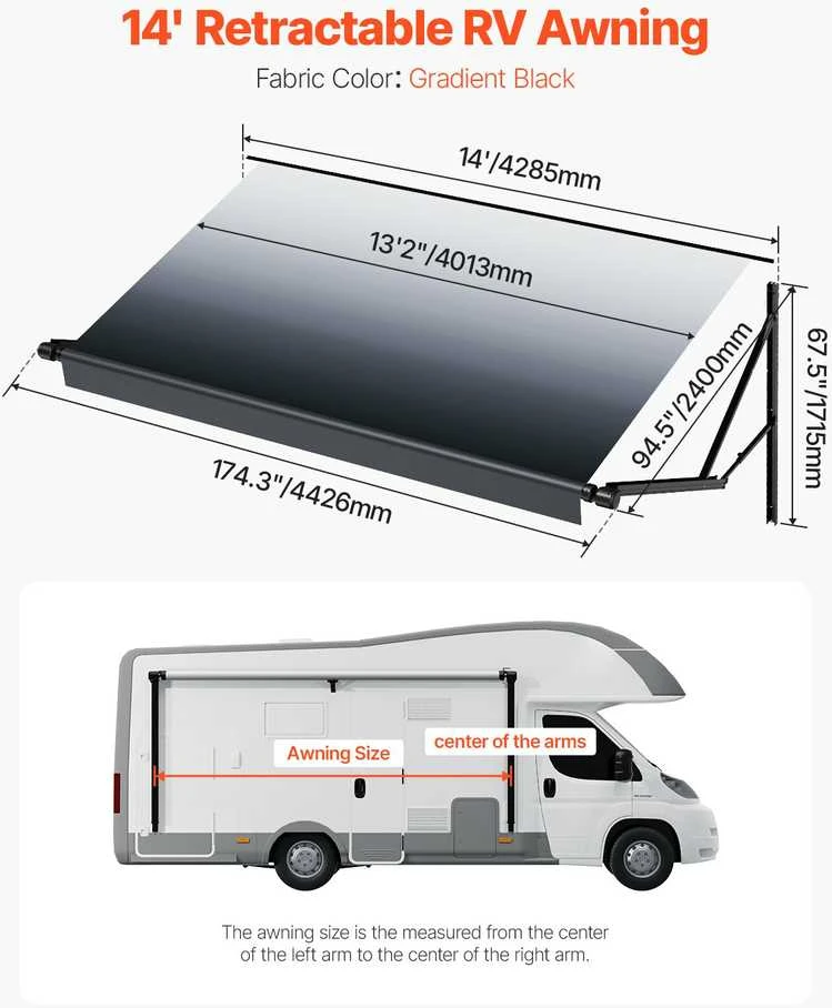VEVOR 14' elektrinė tentinė pastogė DC12V kemperiams