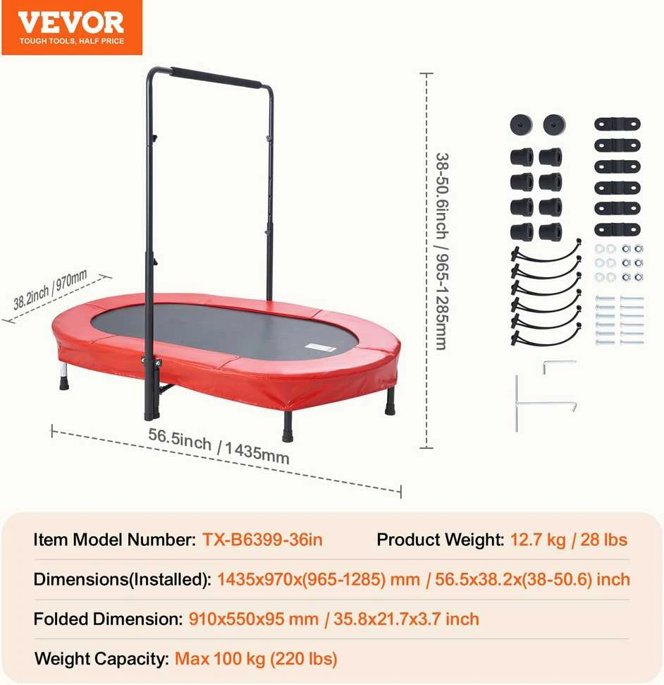VEVOR 143 cm vaikų batutas sulankstomas