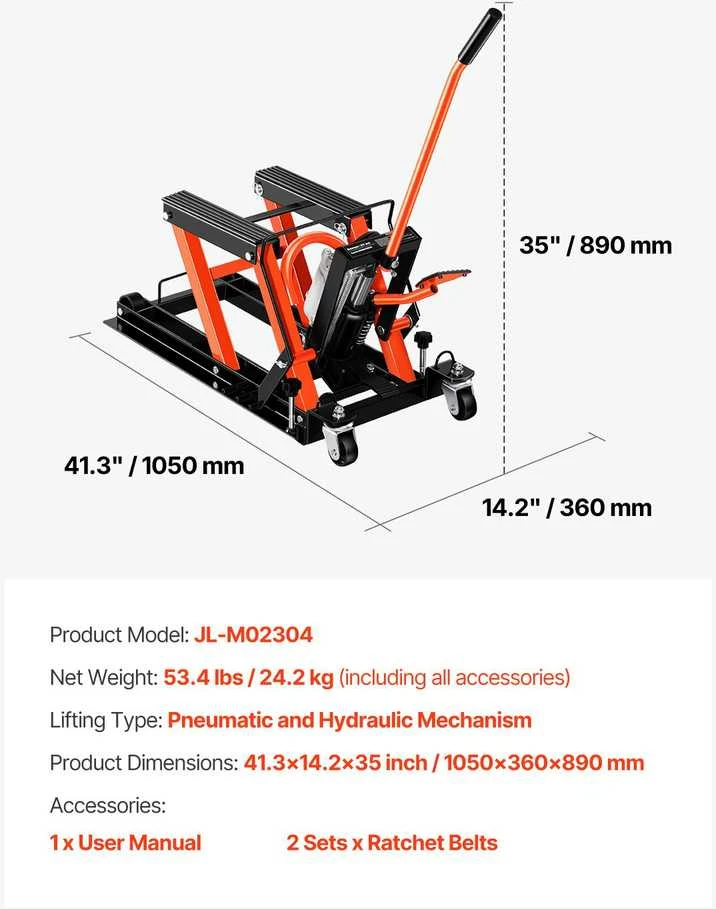 VEVOR 1500 kg hidraulinis ir pneumatinis motociklo keltuvas