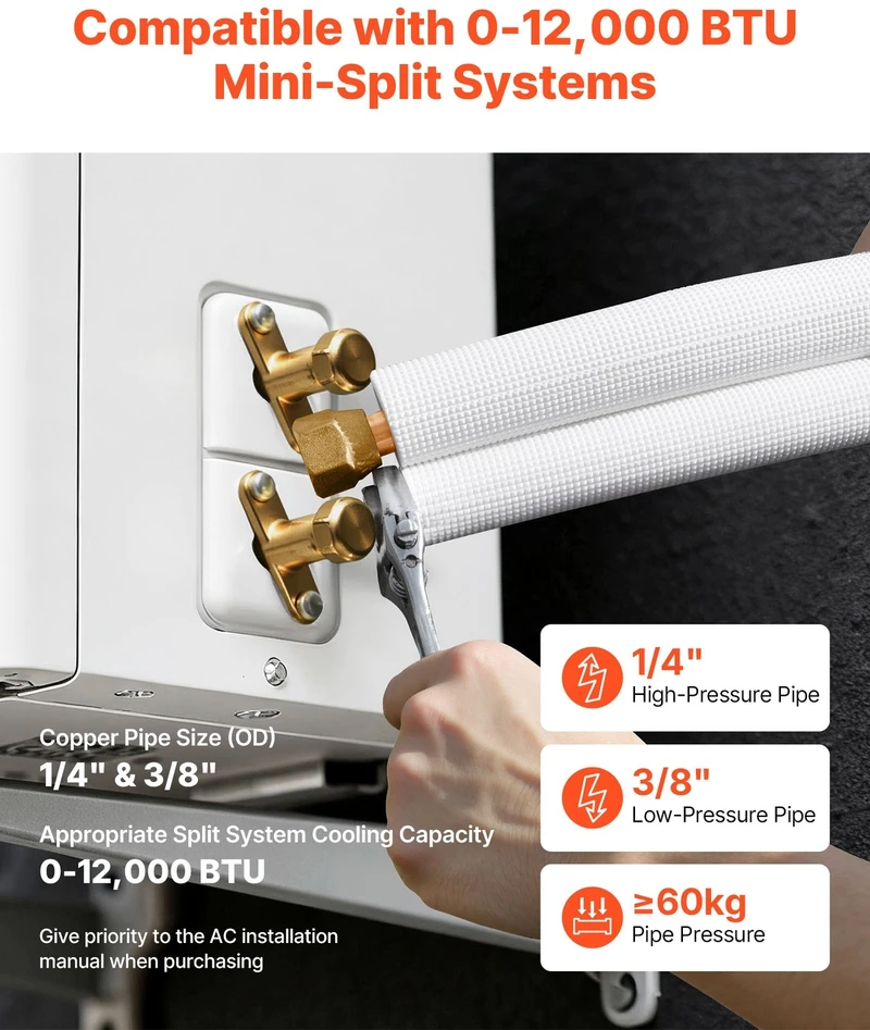 VEVOR 15.2 m mini kondicionieriaus vamzdžių rinkinys